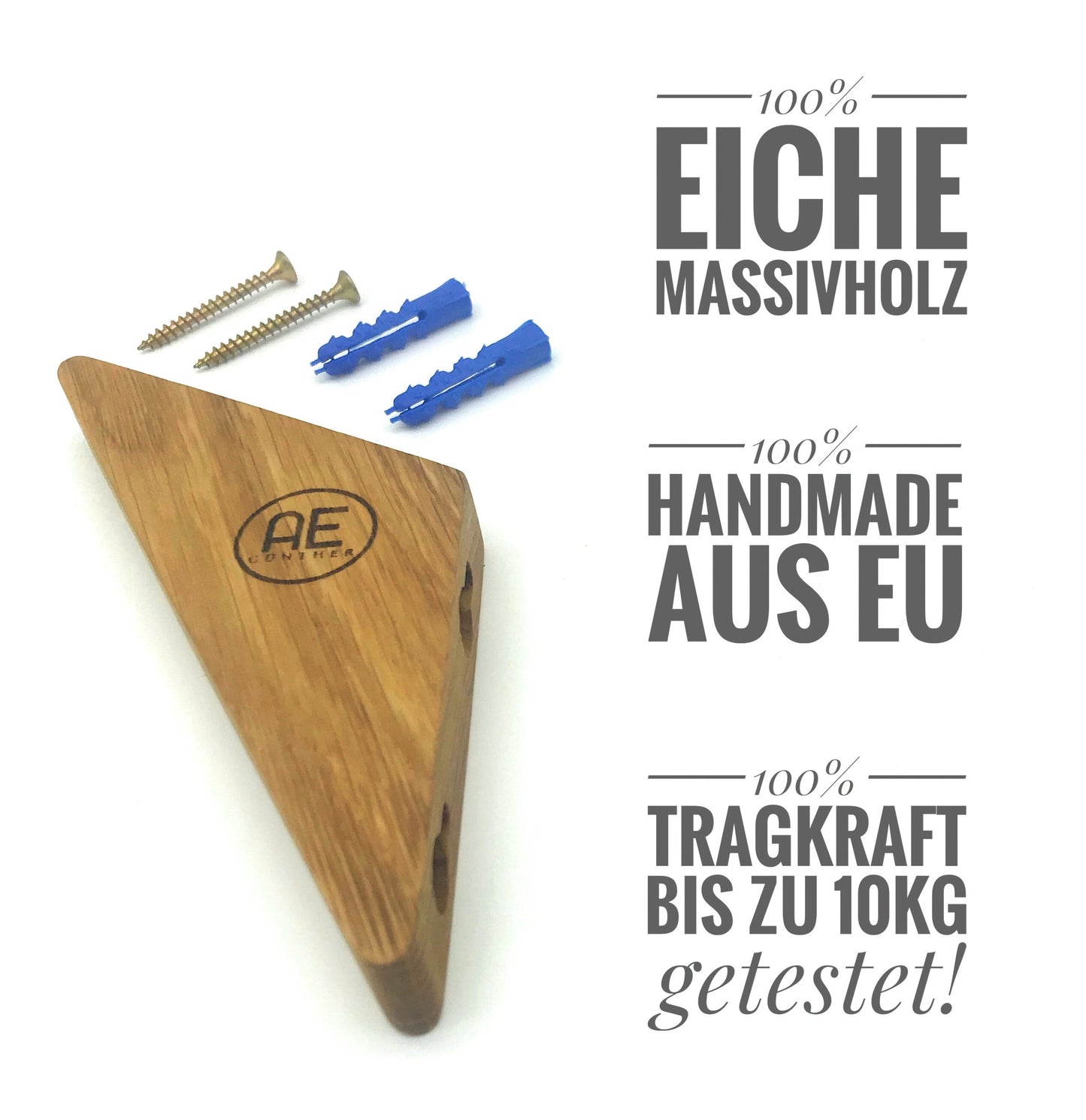 5er Set Wandhaken Holz Eiche Garderobenhaken Vintage Holzhaken Kleiderhaken Wand Huthaken