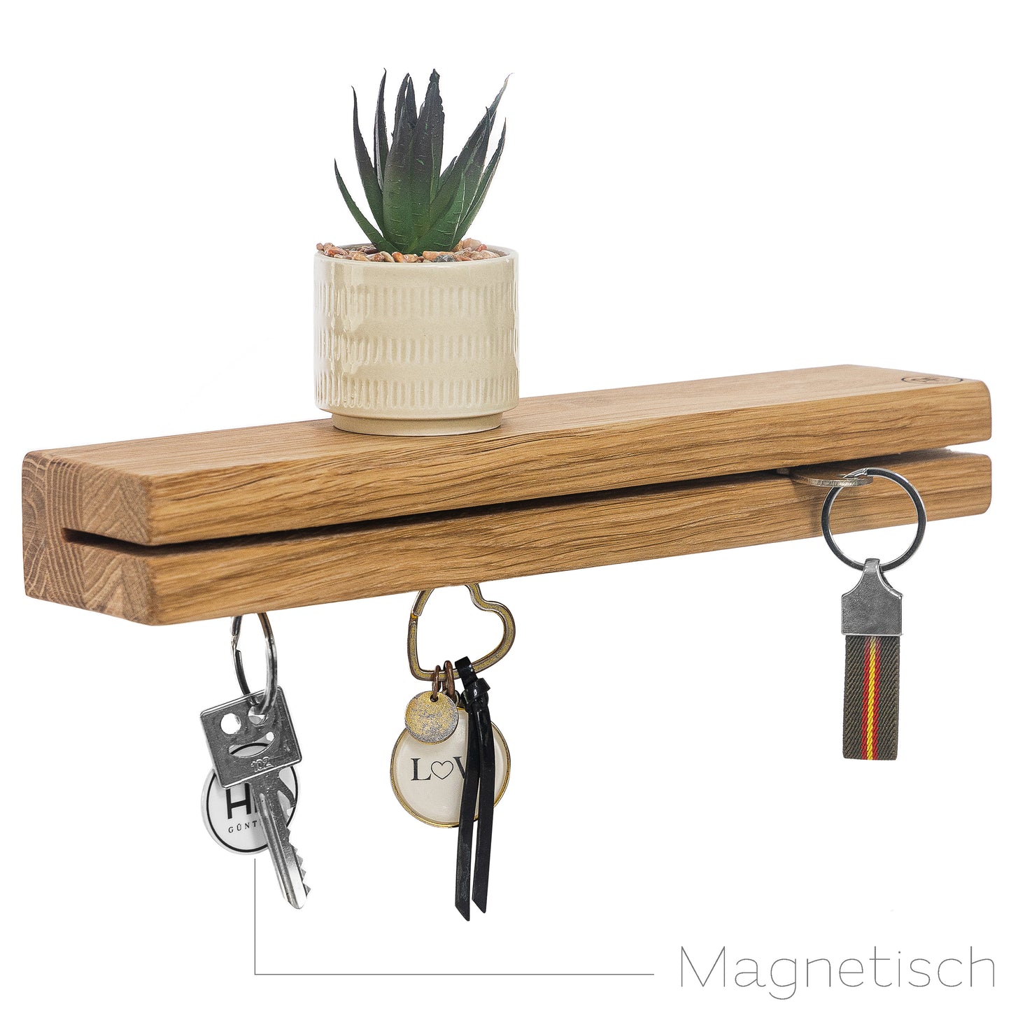 AE Günther® Schlüsselbrett Holz mit Ablage - Schlüsselboard - Schlüsselhalter Key Organizer Wand Aufbewahrung Wall (Mit Magnet)
