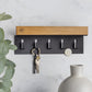AE GÜNTHER® Schlüsselbrett Holz - Schlüsselhalter Schwarz Stahl - Schlüsselboard Eiche - Schlüssel organizer mit Ablage - Schlüsselanhänger - Schlüsselkasten -Wandorganizer - Schlüsselleiste (Schwarz)