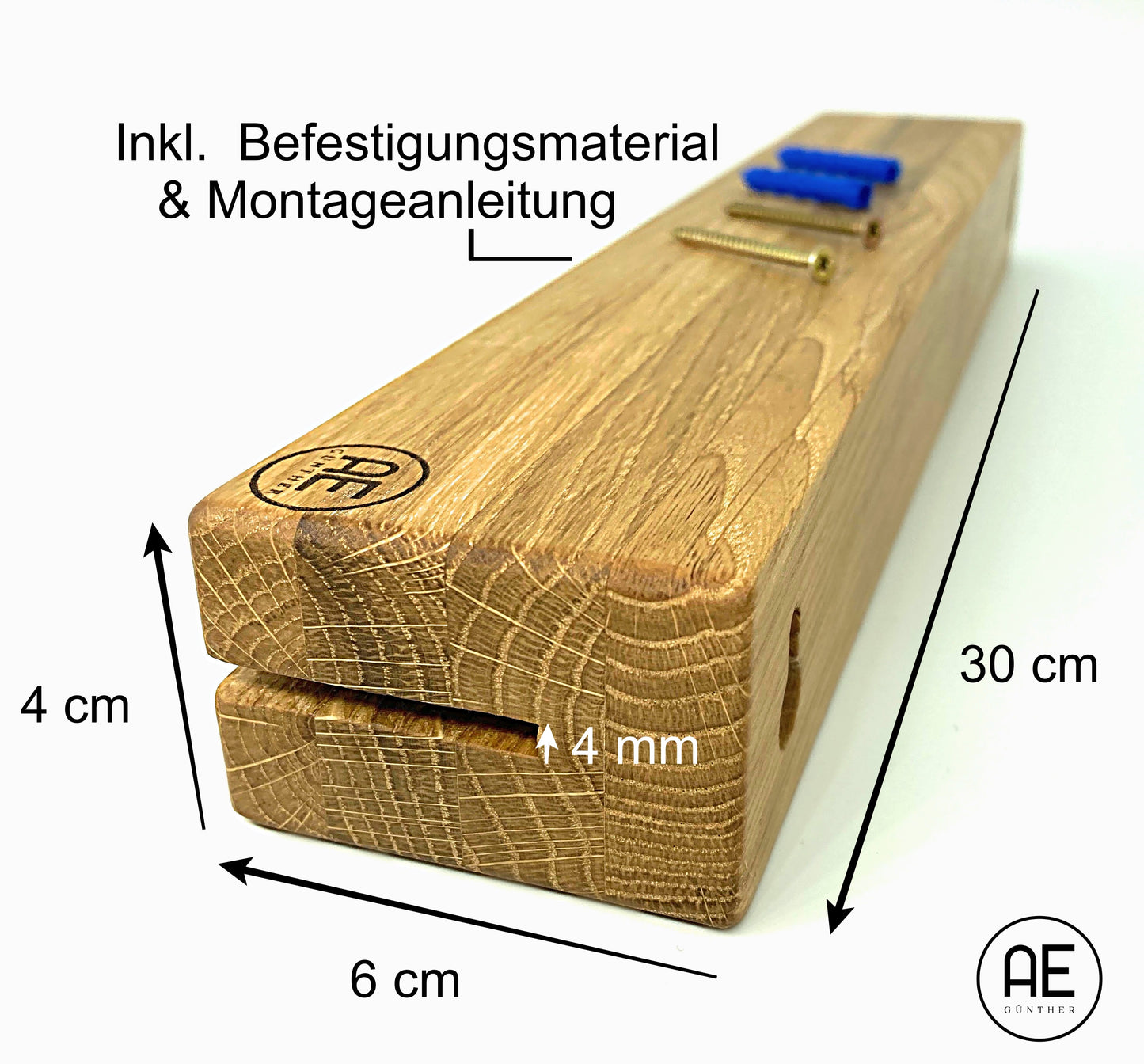 AE Günther® Schlüsselbrett Holz mit Ablage - Schlüsselboard - Schlüsselhalter Key Organizer Wand Aufbewahrung Wall (Ohne Magnet)